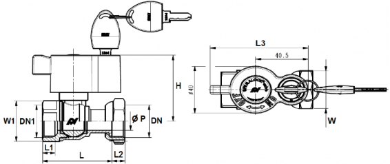 Robinet compteur cadenassable - écrou prisonnier - F 3/4